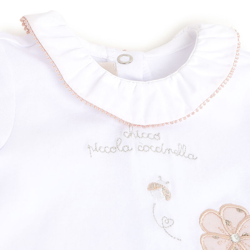 Girls White Applique Outfit with Leggings image number 4